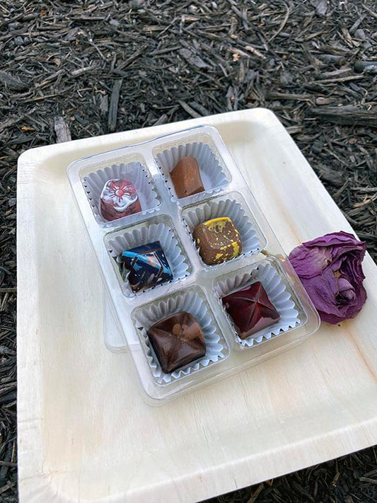 Chocolate Box in Beautiful Iridescent - Couverture Set of Four (6) Caramels